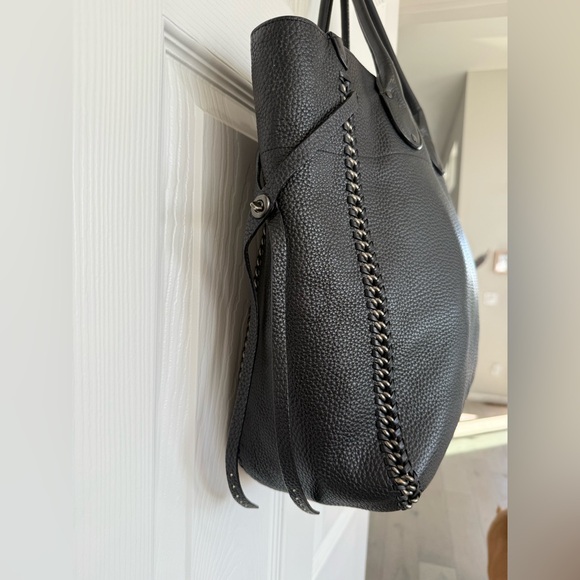 Coach Tatum Tall Tote in black pebble leather with Whiplash chain detail - Picture 7 of 16